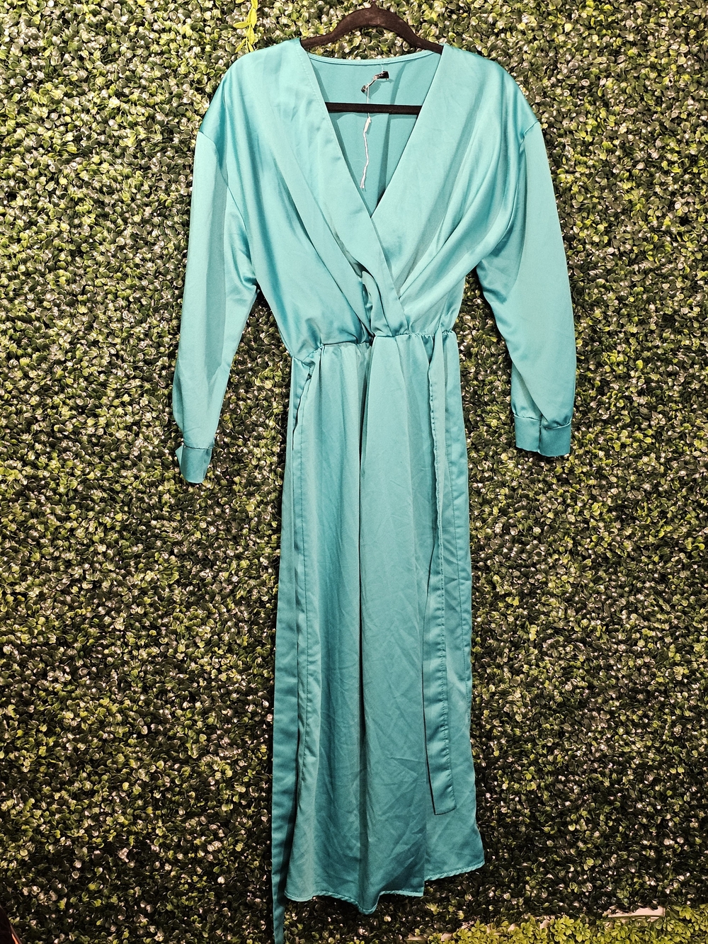 Nasty Gal Teal Wrap Maxi Dress - Elegant Long Sleeve Dress